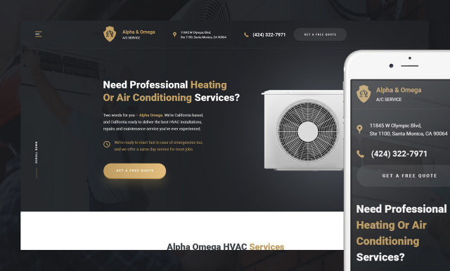 The concept of landing page design for an American company