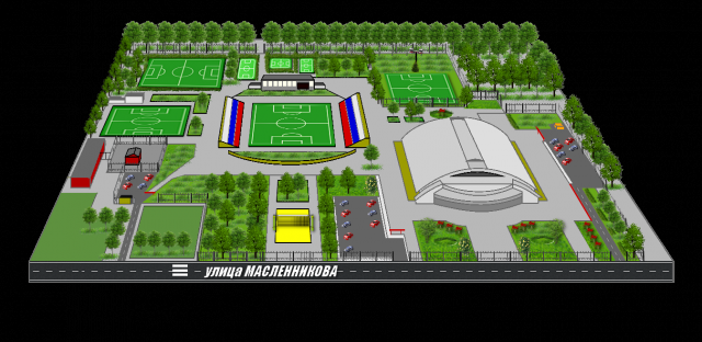 3D макет спортивного комплекса "Красная звезда" г. Омск