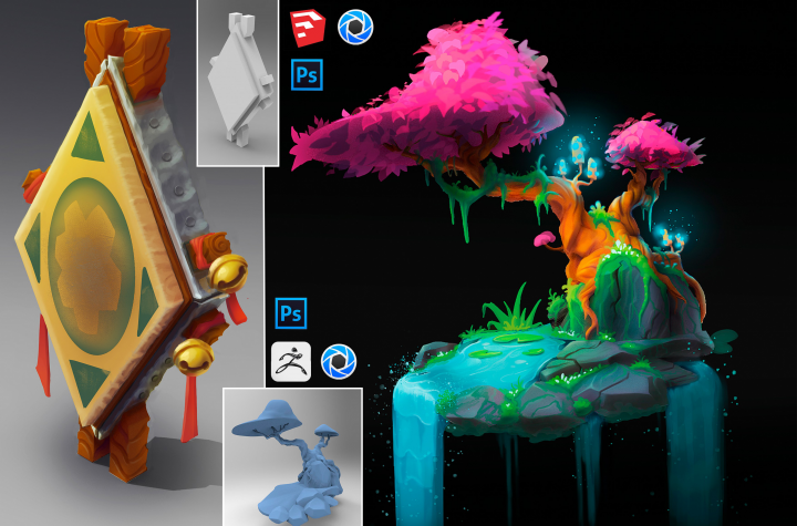 3d mesh, overpaint.