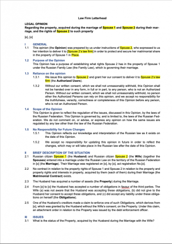 Перевод юридического заключения