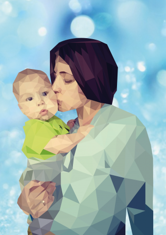 Портрет выполнен в технике Low Polly