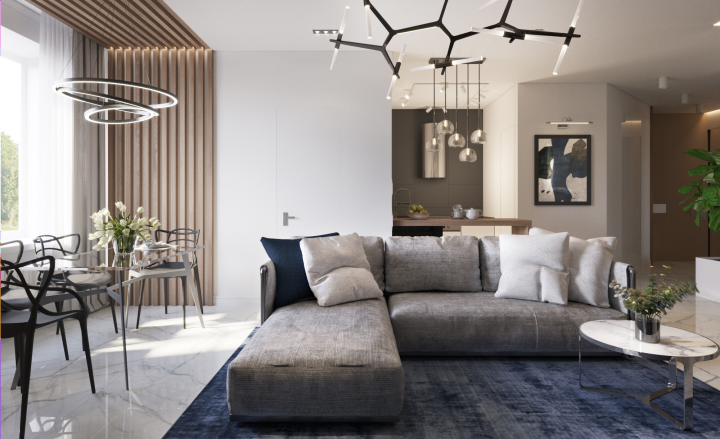 Квартира для семьи в г Екатеринбург. Кухня- гостиная