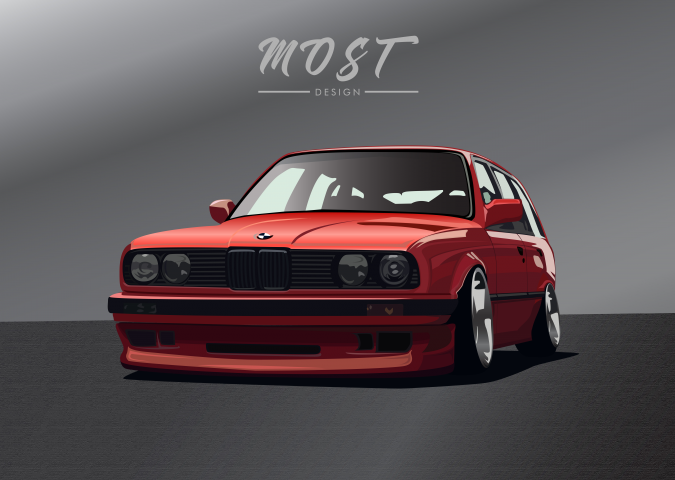 Vector illustration BMW e30 RED