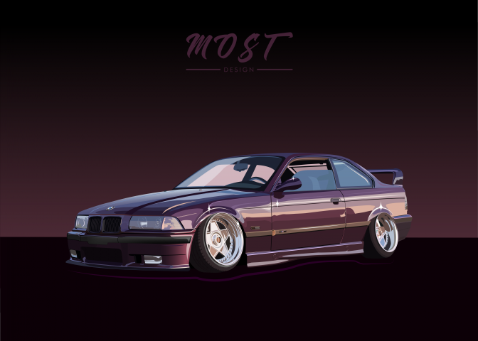 Vector illustration BMW e36 coupe