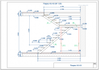 Разрез А3 двухмаршевой нестандартной лестницы
