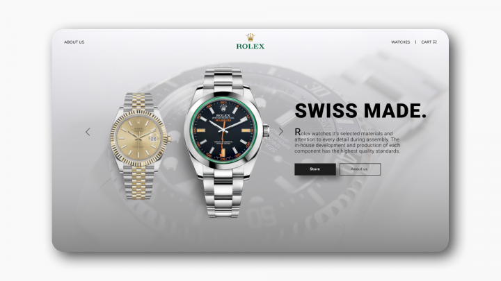 Часы "Rolex". Пример дизайна интернет магазина