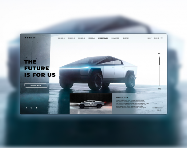 Промо сайт Tesla cybertruck
