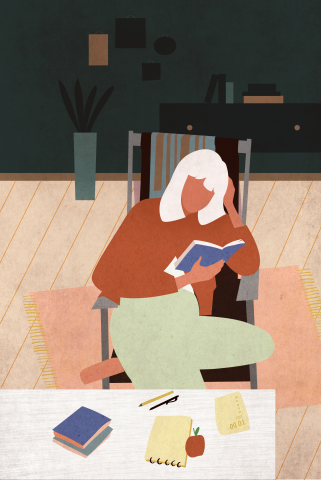 Иллюстрация Девушка читает книгу