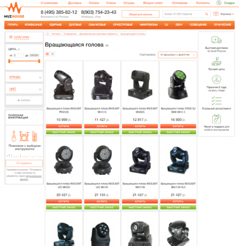 Наполнение сайта muzhouse.ru на OpenCart