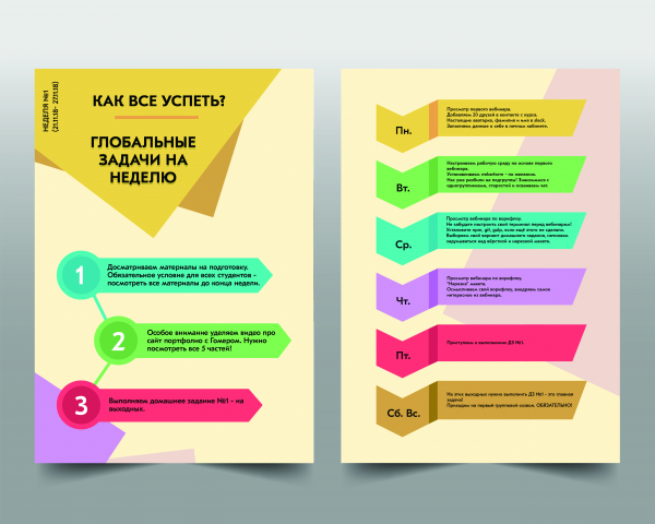 Задачи на неделю в инфографике