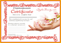 Сертификат «Stydio Beauty art» г.Сургут