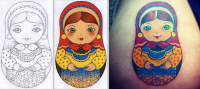 Матрешка (эскиз татуировки)
