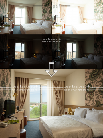 Интерьерная мультишот-ретушь номера отеля