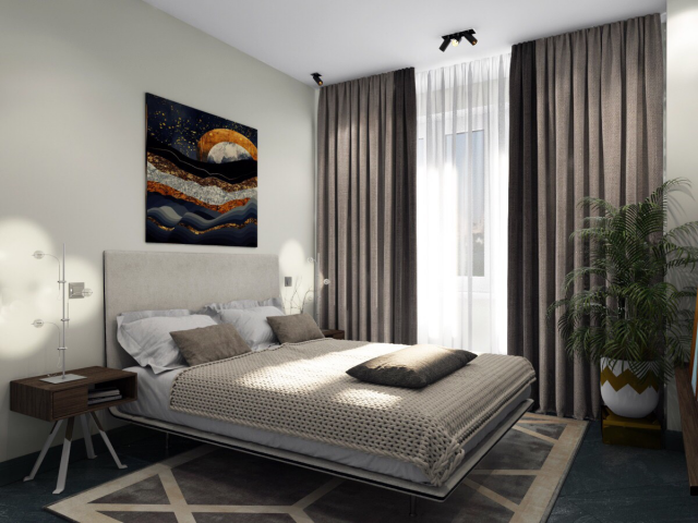 Спальня.Дневной вариант освещения