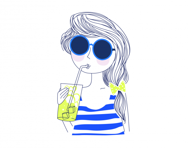 Векторный локальный принт Девочка с лимонадом