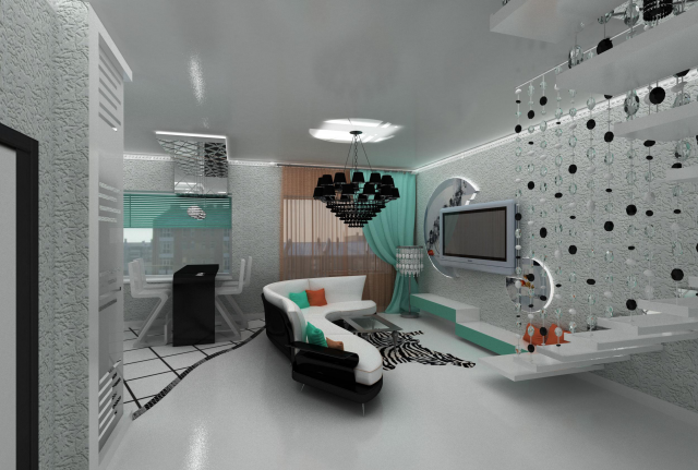 3D визуализация, кухня-гостиная по ТЗ дизайнера