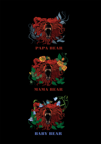 Изображение на футболки. Семья медведей