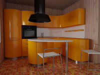 Интерьер рабочей зоны кухни в частном доме