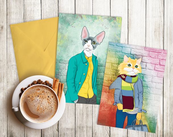 Открытки с моими иллюстрациями (растровая графика)