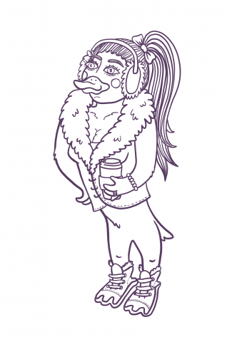 Иллюстрированный персонаж дамы пингвина