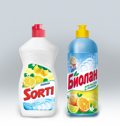Редизайн этикетки средства для мытья посуды Sorti и Биолан