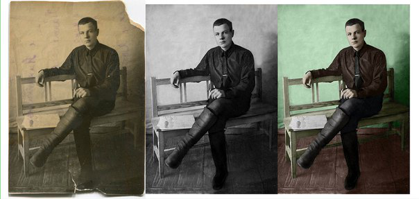 Реставрация и раскрашивание ч/б фото в цвет