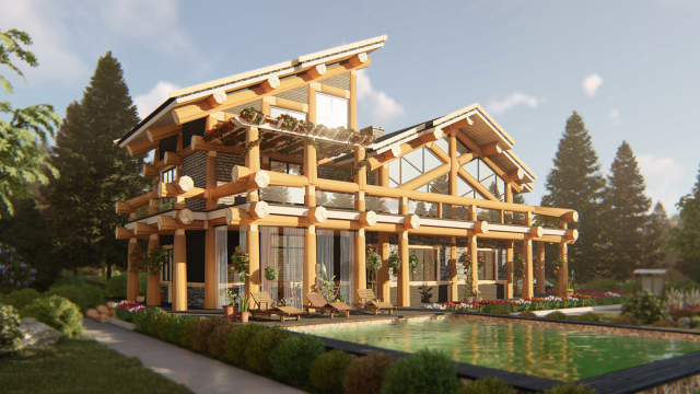 Визуализация усадьбы по технологии Post&Beam