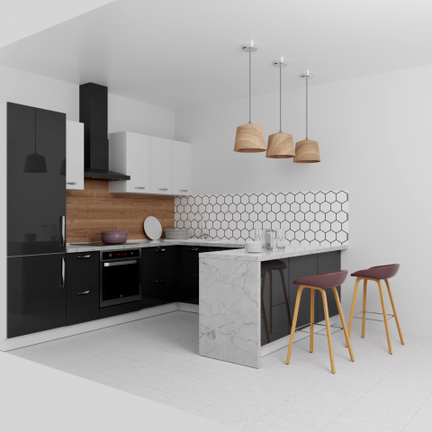 Кухня с полуостровом.