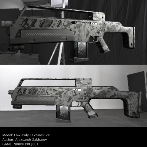 3D model battle rifle for NIBIRU game project