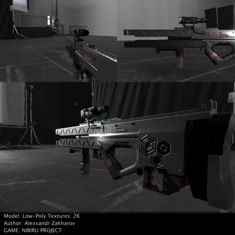 3D model battle rifle for NIBIRU game project