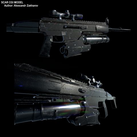 CGI Scar battle rifle for games