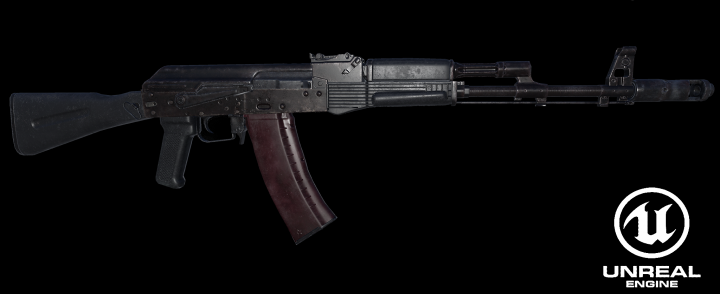 low poly AK 74 M for UE4