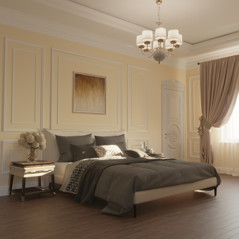 3D-визуализация спальной комнаты