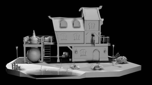 Scene with house, creative