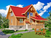 3D визуализация деревянного дома из клееного бруса