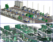 3D планировка цеха до и после модернизации