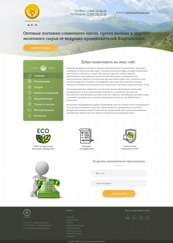 Вёрстка сайта-визитки Milliard на Joomla