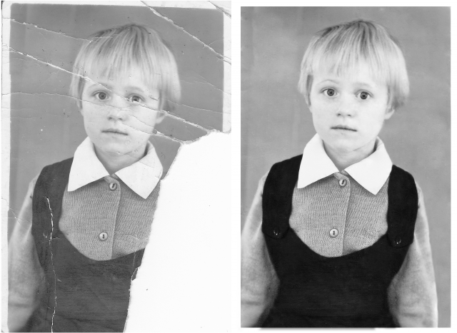 Рестврация черно-белой фотографии