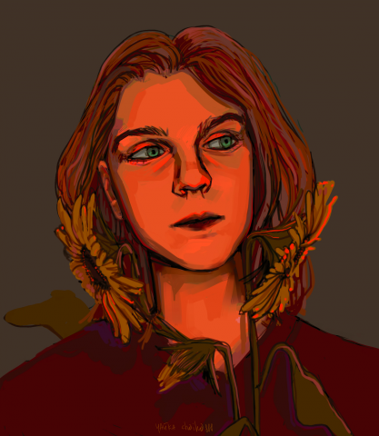 Портрет с подсолнухами, 2-D графика.