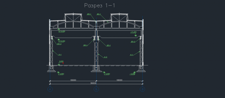 Разрез промышленного здания