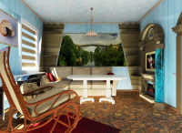 Гостиная-столовая в деревянном доме