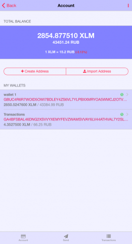 Приложение по отправке криптовалюты Stellar Android
