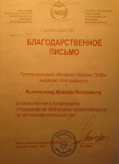Благодарственное письмо "ИНТЕРНЕТ ХОЛДИНГ 7ВЭБ"