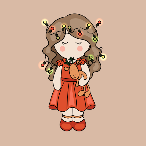 Doll with garland