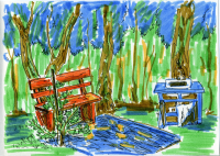 Уголок усадьбы (фломастеры, лайнер)