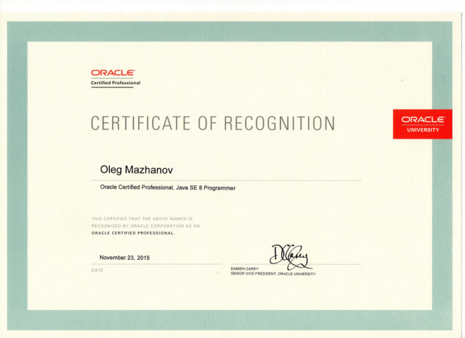 Oracle OCP JavaSE 8 Programmer
