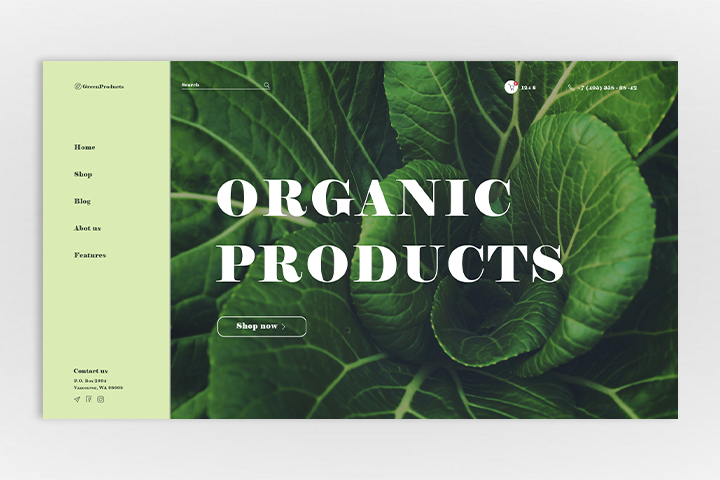 Дизайн сайта для интернет - магазина Organic Products
