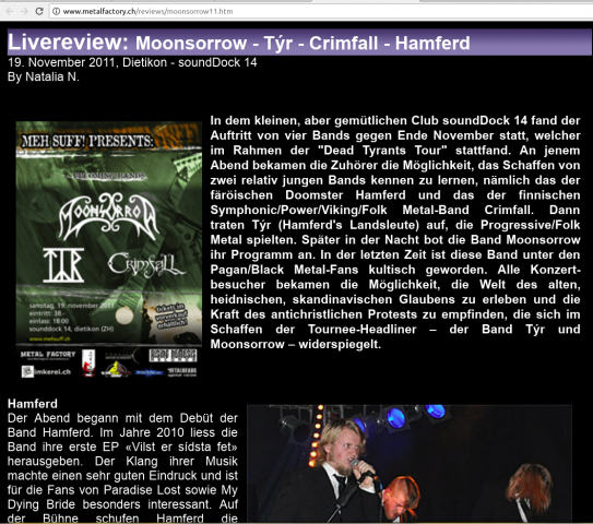 Музыкальный обзор (перевод с русского). Группа MoonSorrow