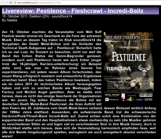 Музыкальный обзор (перевод с русского). Группа Pestilence