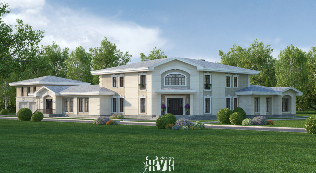 Проект загородного дома в классическом стиле. Площадь- 650 м2